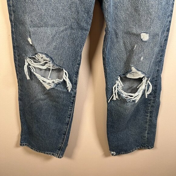 Levi's Ribcage Straight Ankle Jeans Size 25 Distressed Button Fly High Waist - Picture 5 of 12